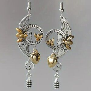 Creative Mechanical Gear Steam Punk Dangle Earrings Bee Roulette Pointer